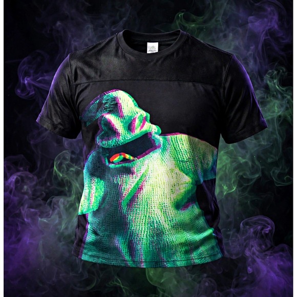 Unbranded Other - Mens Black Graphic Print Crew Neck Short Sleeve T-Shirt Medium Oogie Boogie Dice
